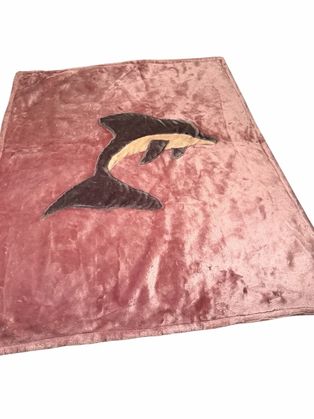 Plush Dolphin Throw Blanket in Dusty Rose - Soft Home Bedding